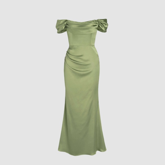 Cider Dresses & Skirts - Cider Strapless Satin Green Dress